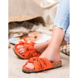 Bestelle Semišové pantofle s třásněmi oranžový 1