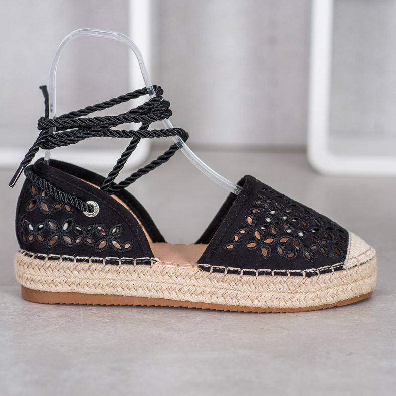 Bella Star Svázané espadrilky na platformě černá 2