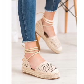 Bella Star Svázané espadrilky na platformě béžový 2