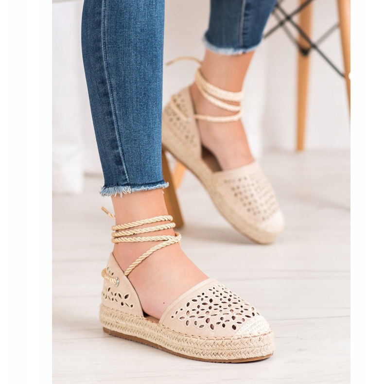 Bella Star Svázané espadrilky na platformě béžový 2