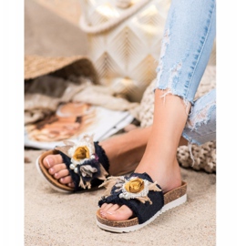 SHELOVET Módní pantofle černá vícebarevný 1