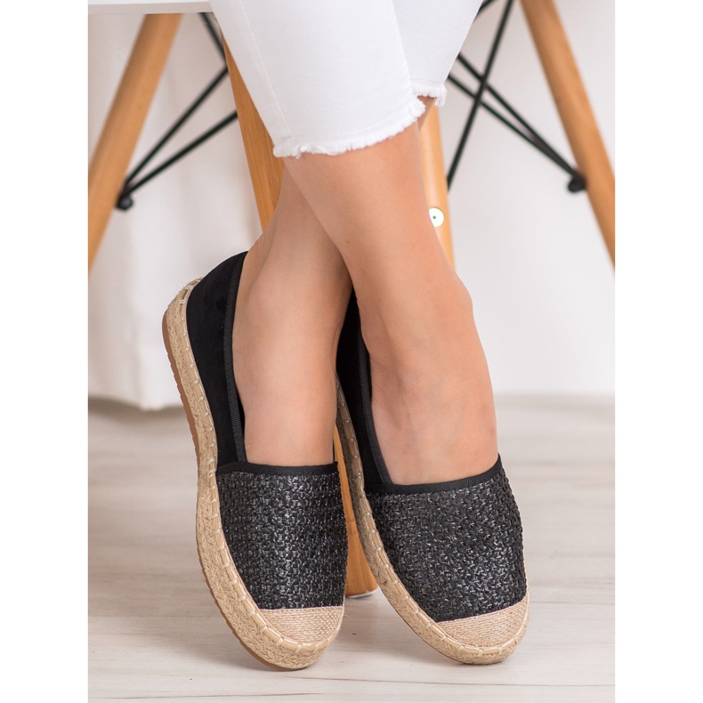 SHELOVET Pletené espadrilky černý vícebarevný 1