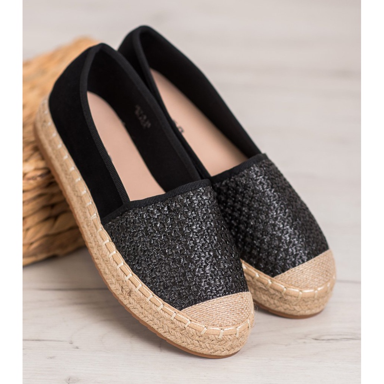 SHELOVET Pletené espadrilky černý vícebarevný 2