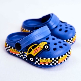 Giolan Dětské pantofle Pěnové Crocs Blue Road Racing modrý žluť 1