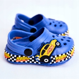 Giolan Dětské pantofle Pěnové Crocs Blue Road Racing modrý žluť 2