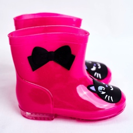 Dětské gumové holínky do deště Pink Cat černá růžový 3