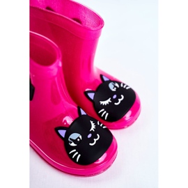 Dětské gumové holínky do deště Pink Cat černá růžový 5