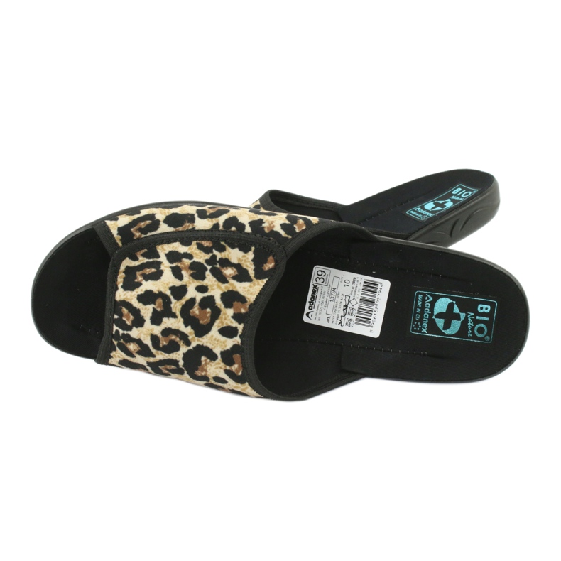 Dámské pantofle Leopard Adanex 13794 béžový hnědý černý 4