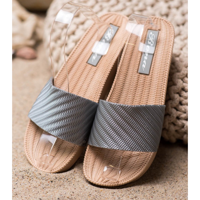 Bona Stylové klínové pantofle šedá 1