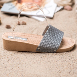 Bona Stylové klínové pantofle šedá 2