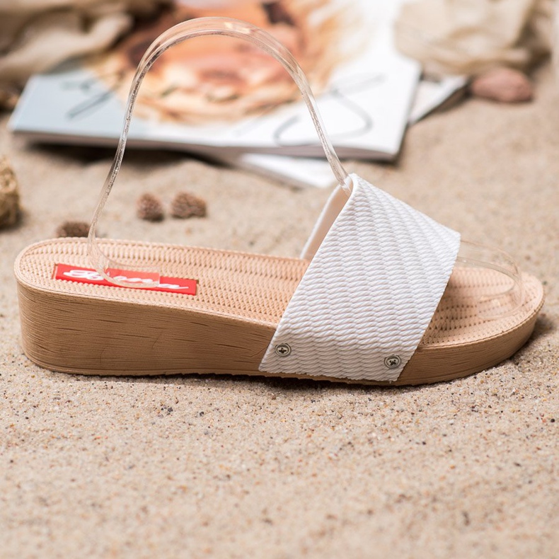 Bona Stylové klínové pantofle bílý 1