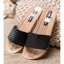 Bona Stylové klínové pantofle černý 2