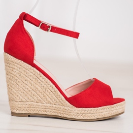 SHELOVET Červené Espadrilky Na Klínu červený 2