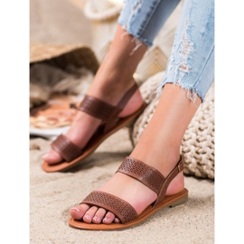 Mannika Prolamované sandály hnědý 1