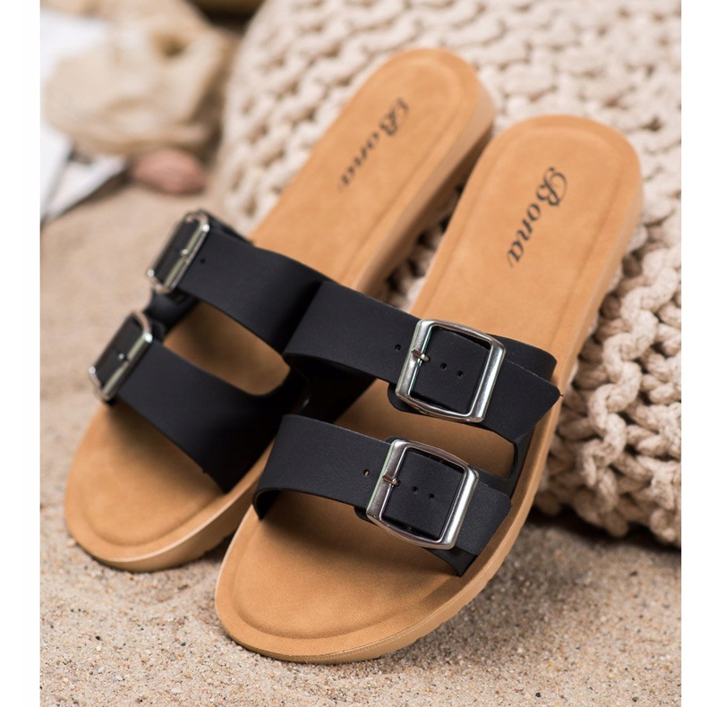 Bona Klasické pantofle se sponou černá 2