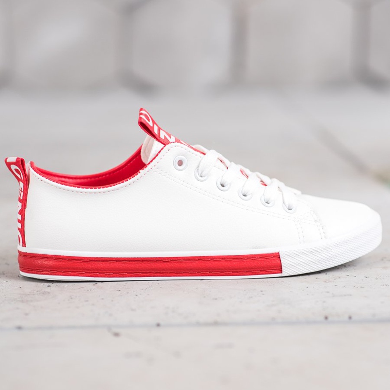 SHELOVET Tenisky s eko kůží pěkné bílý červené 2