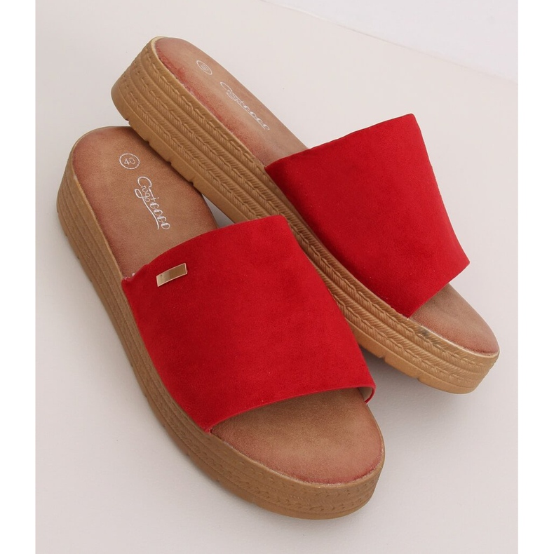 Červená Dámské červené pantofle G-576 Red červený 1