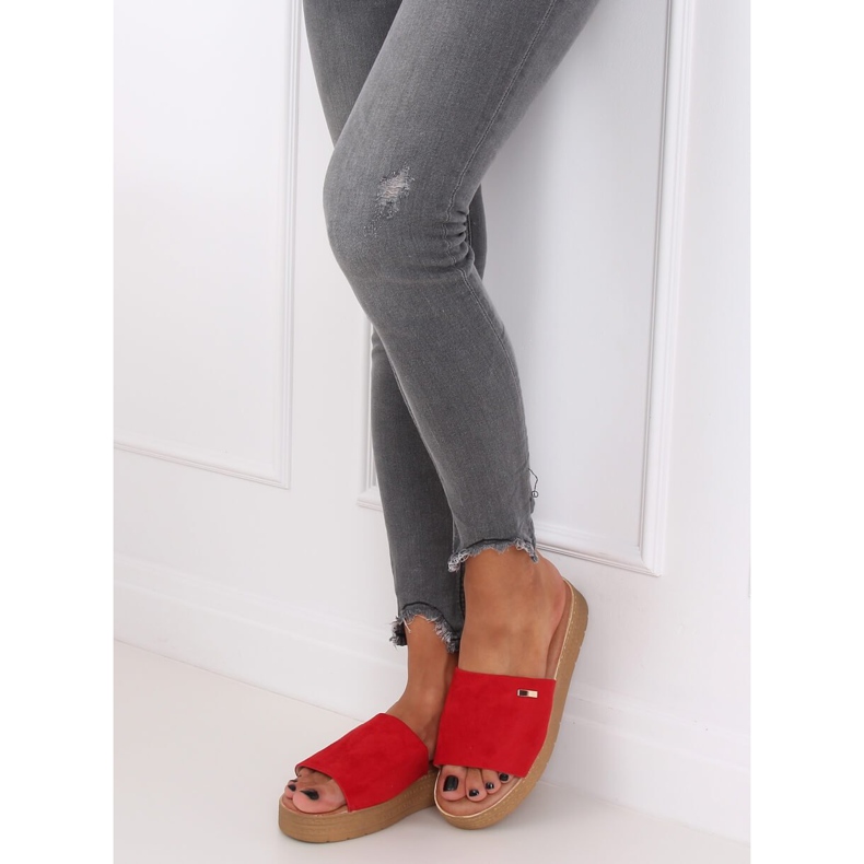 Červená Dámské červené pantofle G-576 Red 2