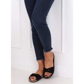 Černá G-5026 Černé korkové podešve 2