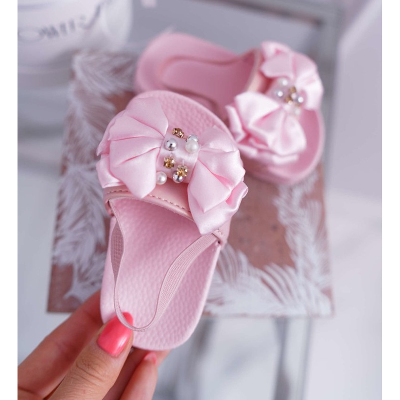 FRROCK Dětské dívčí skluzavky Bow Pearl Pink Senari růžový žluť 2