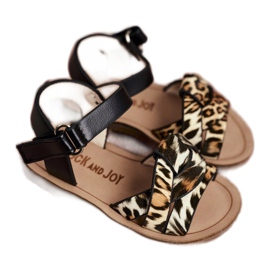 FRROCK Dětské sandály se suchým zipem Panterka Mimi hnědý černá oranžový 2