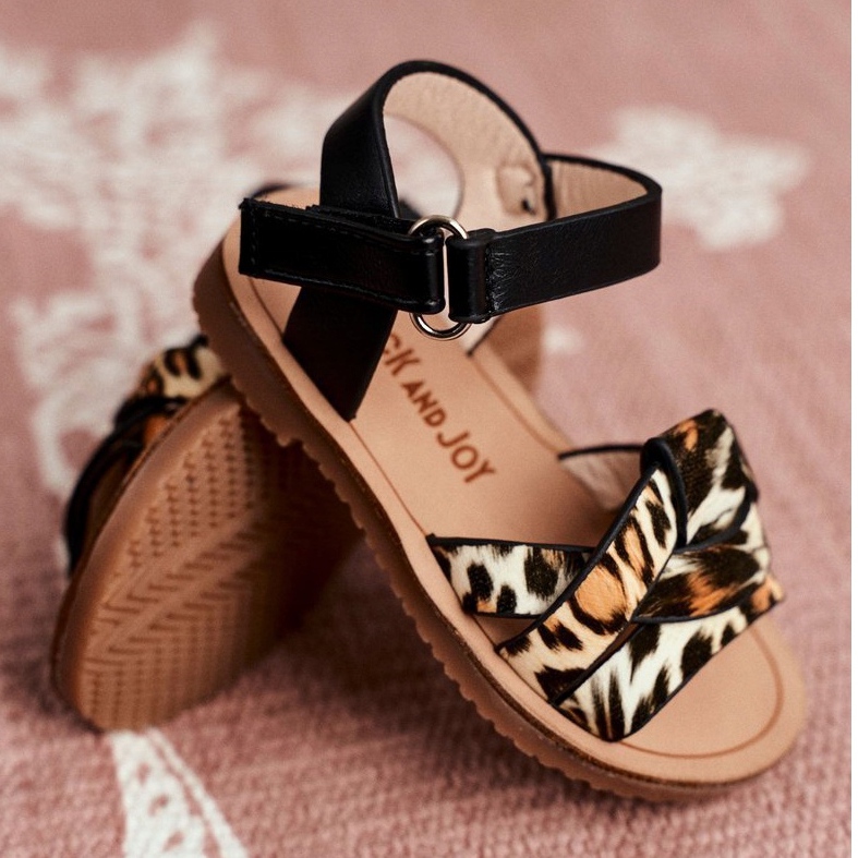 FRROCK Dětské sandály se suchým zipem Panterka Mimi hnědý černá oranžový 4