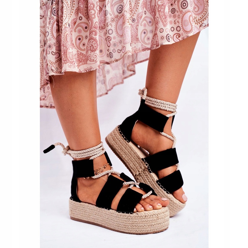 PS1 Dámské espadrilky na platformě Black India Linen černý 2