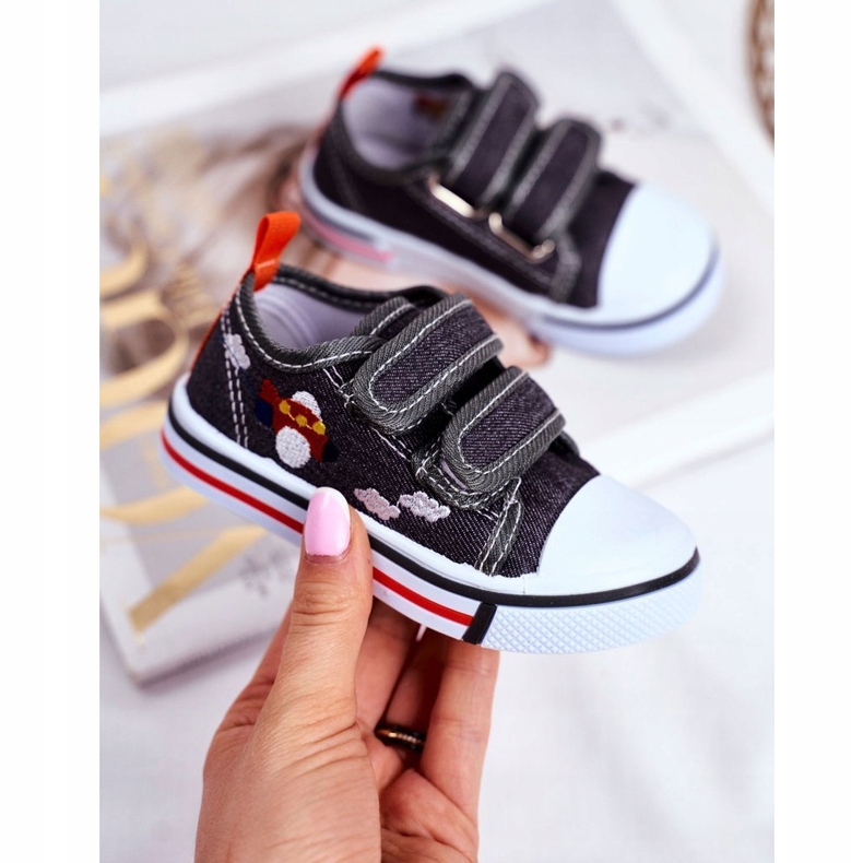 PL1 Dětské tenisky Šedý suchý zip Nimalo šedá 1