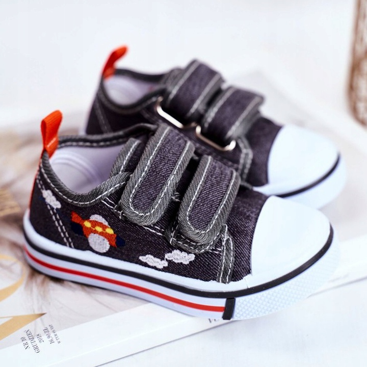 PL1 Dětské tenisky Šedý suchý zip Nimalo šedá 2