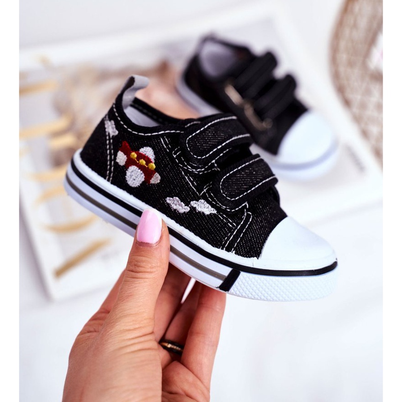 Le Scarpe Černé dětské tenisky Nimalo se suchým zipem černý 1