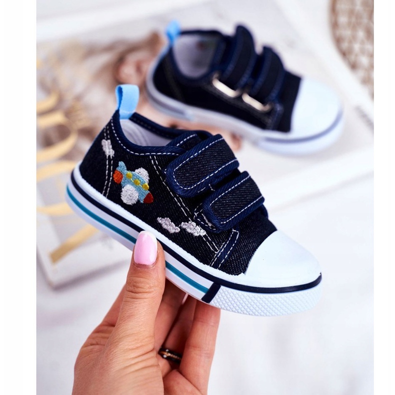 PL1 Tmavě modré dětské tenisky Nimalo se suchým zipem námořnická modrá 1