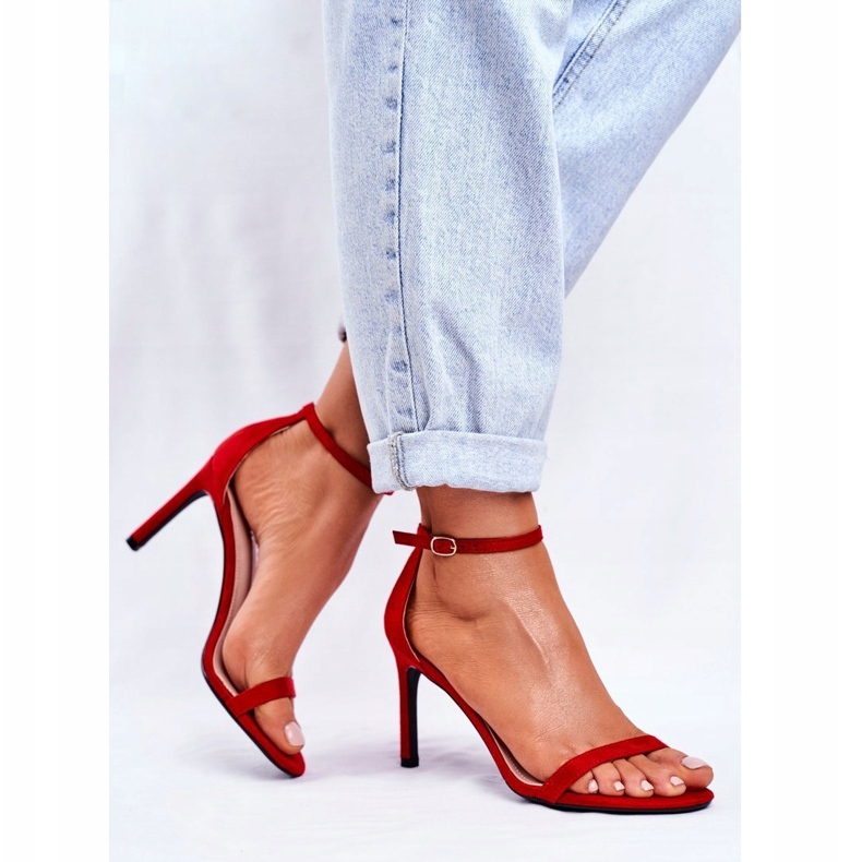 PS1 Dámské sandály na klasickém podpatku červená baziliška červené 1 PS1 Dámské sandály na klasickém podpatku červená baziliška červené 1
