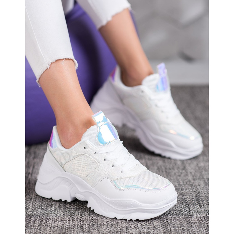 SHELOVET Eko kožené tenisky bílý šedá 2