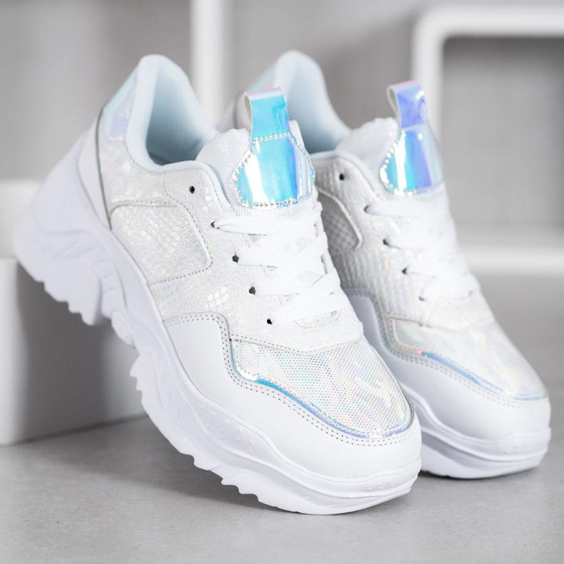 SHELOVET Eko kožené tenisky bílý šedá 1