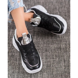 SHELOVET Eko kožené tenisky černý šedá 1