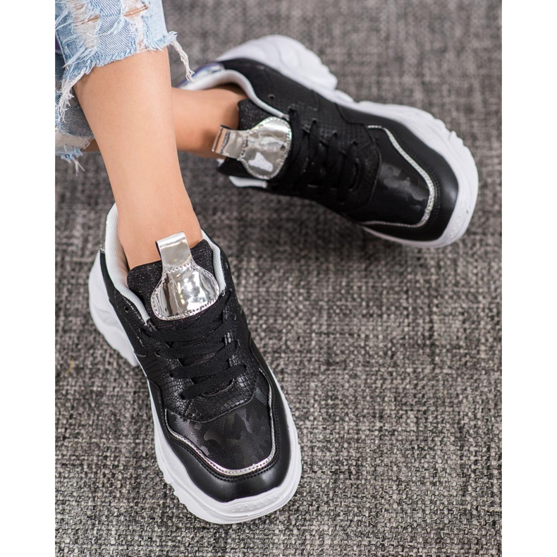 SHELOVET Eko kožené tenisky černá šedá 1