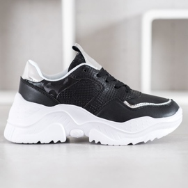 SHELOVET Eko kožené tenisky černý šedá 2