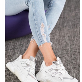 SHELOVET Bílé tenisky z eko kůže bílý šedá 1