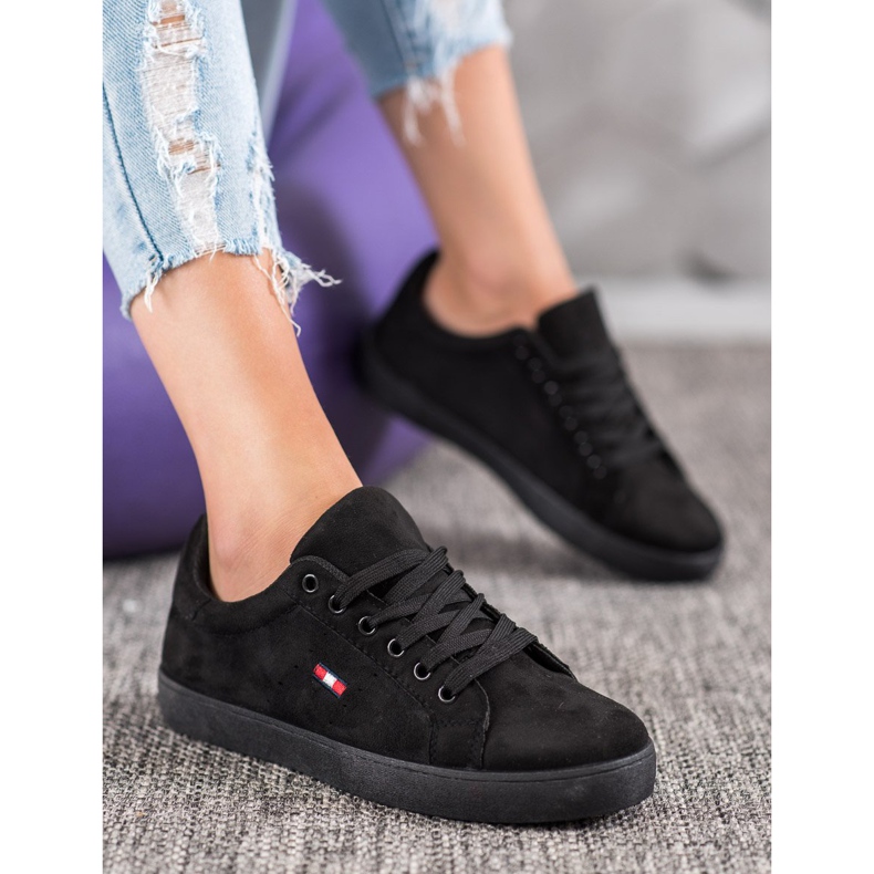 SHELOVET Semišové sportovní boty černá 1