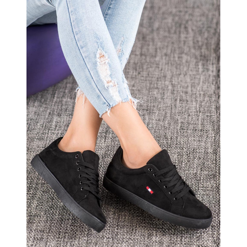 SHELOVET Semišové sportovní boty černá 2