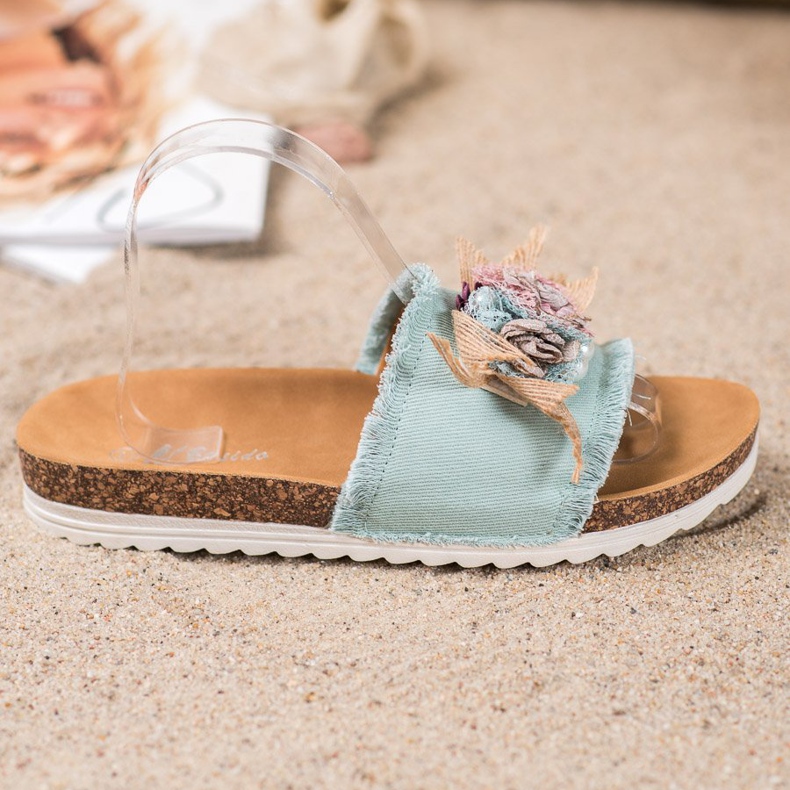 SHELOVET Módní pantofle hnědý zelená 1