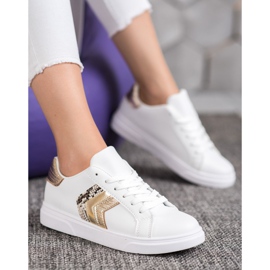 SHELOVET Módní ekologická kožená obuv bílý žlutá 2