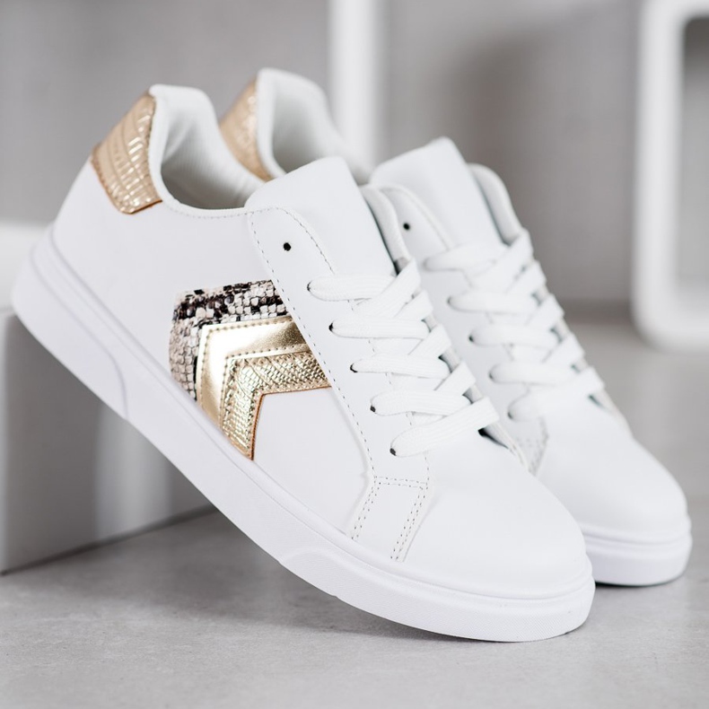 SHELOVET Módní ekologická kožená obuv bílý žlutá 1