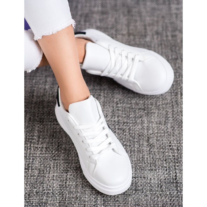 SHELOVET Módní ekologická kožená obuv bílý černá šedá 1