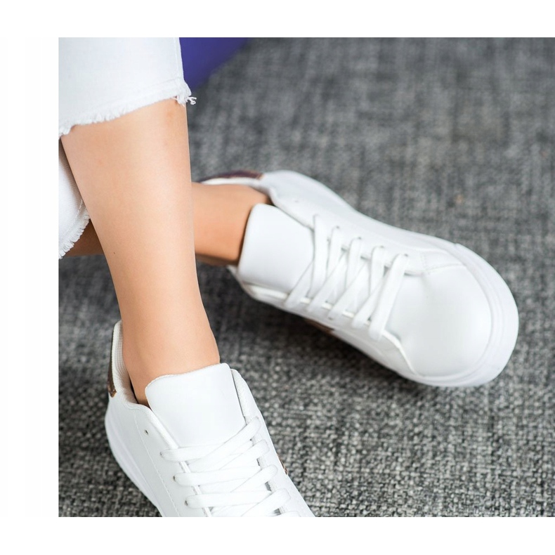 SHELOVET Módní ekologická kožená obuv bílý žlutá 1