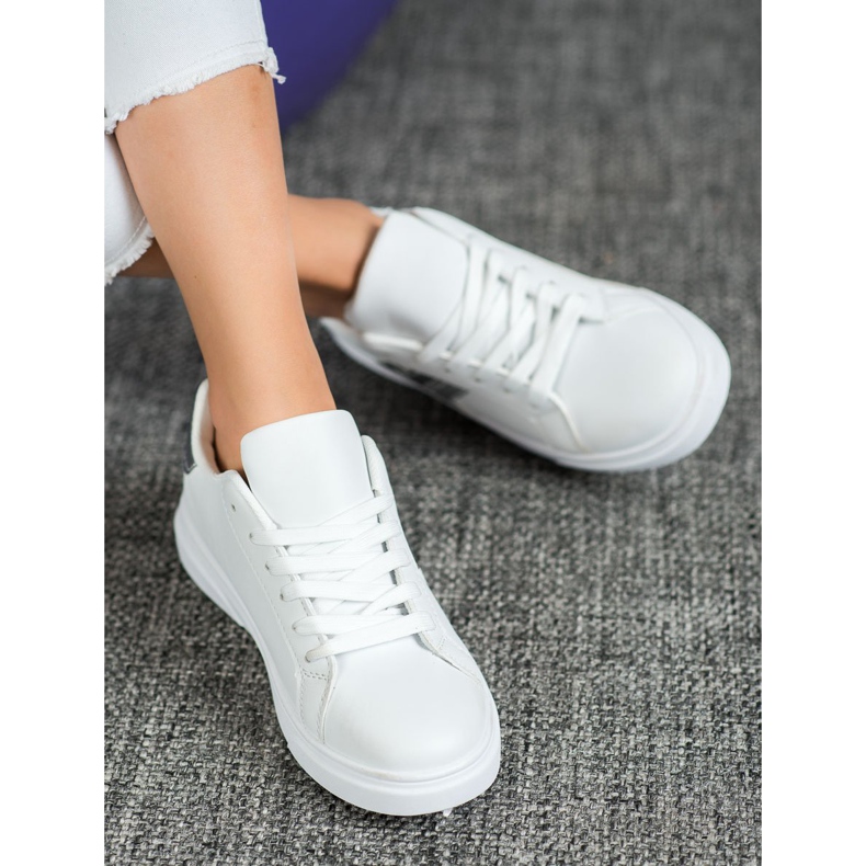 SHELOVET Módní ekologická kožená obuv bílý šedá 1