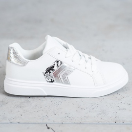 SHELOVET Módní ekologická kožená obuv bílý šedá 2