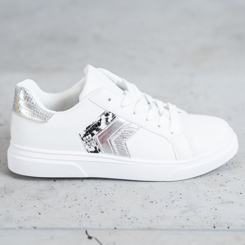 SHELOVET Módní ekologická kožená obuv bílý šedá 2