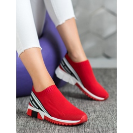 SHELOVET Textilní sportovní obuv bílý černá červené 4