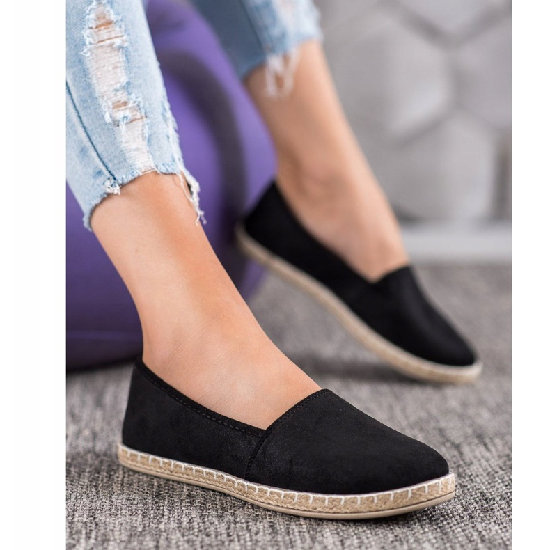 SHELOVET Černé espadrilky se třpytkami černý 1